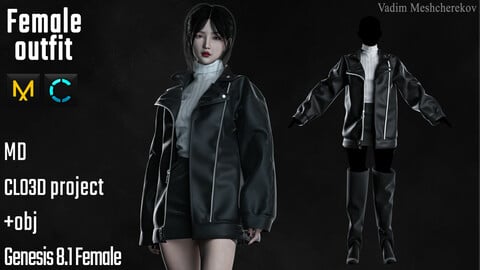 Female Modern Outfit №8. Clo 3D / Marvelous Designer project +obj