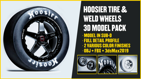 Hoosier Tire + Weld Wheels 3D Model