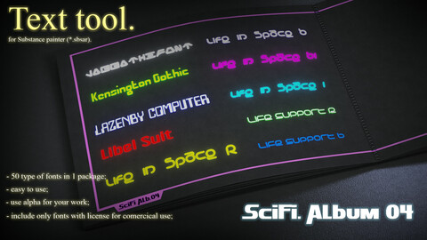Text tool for Substance painter. Collection: Sci-Fi. Album 04.