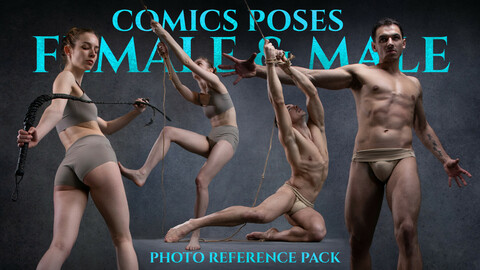 Comics Poses- Female & Male Photo Reference Pack-620 JPEGs noAI