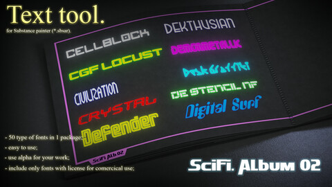 Text tool for Substance painter. Collection: Sci-Fi. Album 02.