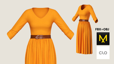 Modern Dress. Marvelous Designer/Clo3d project + OBJ + FBX