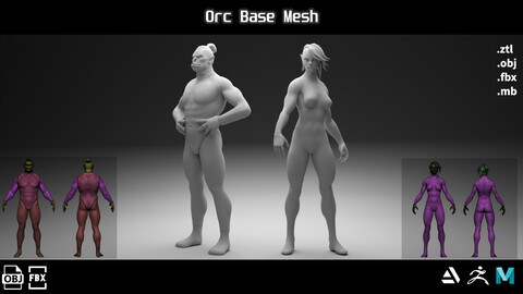 Orc Male and Female Base Mesh