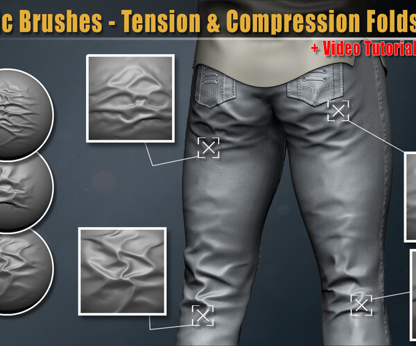 ArtStation - 50 Fabric Brushes - Tension & Compression Folds Vol.02 ...