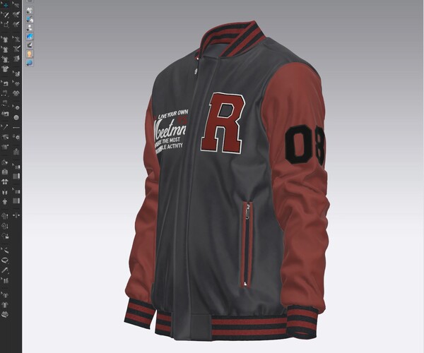 ArtStation Jacket Men Embroidery Baseball Jackets Pu Leather