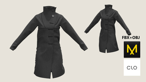 Coat Marvelous Designer/Clo3d project + OBJ + FBX