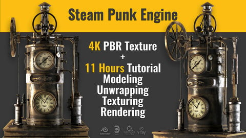 Steampunk Engine asset+4kPBR textures+11h tutorial
