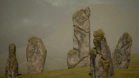 Celtic Standing Stones - 5 High Poly Meshes for UE5 + FBX