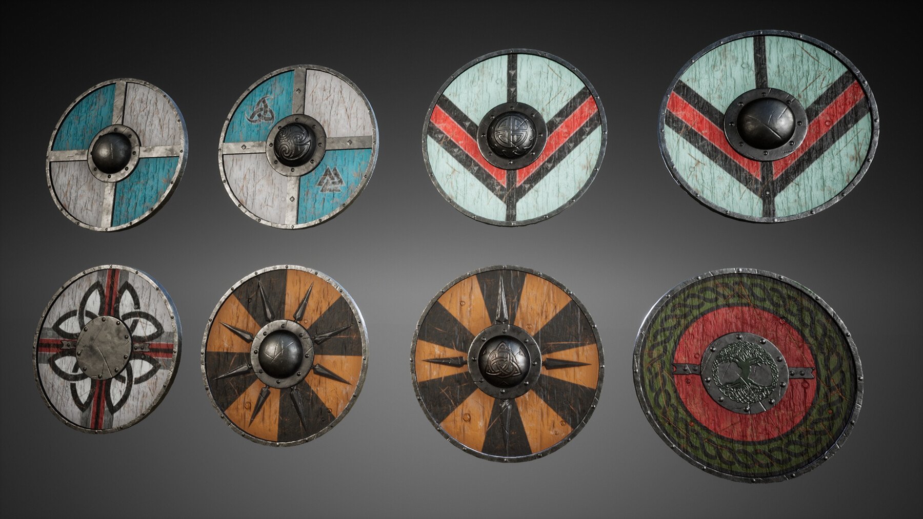 ArtStation - 35 HIGH QUALITY Historical SHIELDS | Game Assets