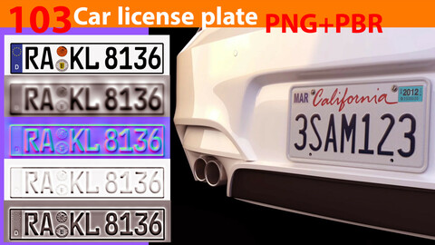 103 Car license plate( PNG+PBR)