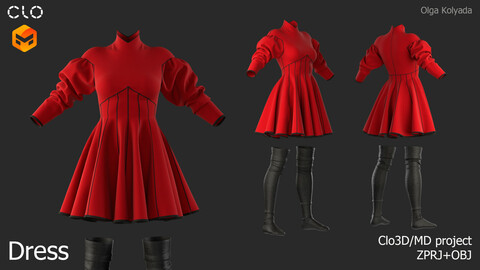 Dress. Marvelous Designer/Clo3d project + OBJ