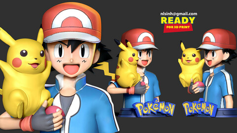 Satoshi and Pikachu - Fanart