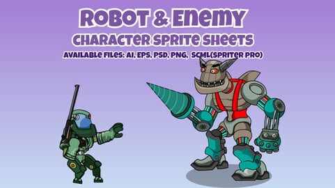 Robot vs enemy robot character sprite