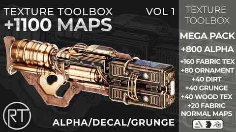 TEXTURE TOOLBOX - VOL 1 - 1100 MAPS - (ALPHA - FABRIC - STENCIL IMPERFECTIONS - GRUNGE - DIRT - WOOD)