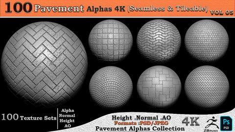 100 Alpha Pavement 4K (Seamless & Tileable) VOL 05