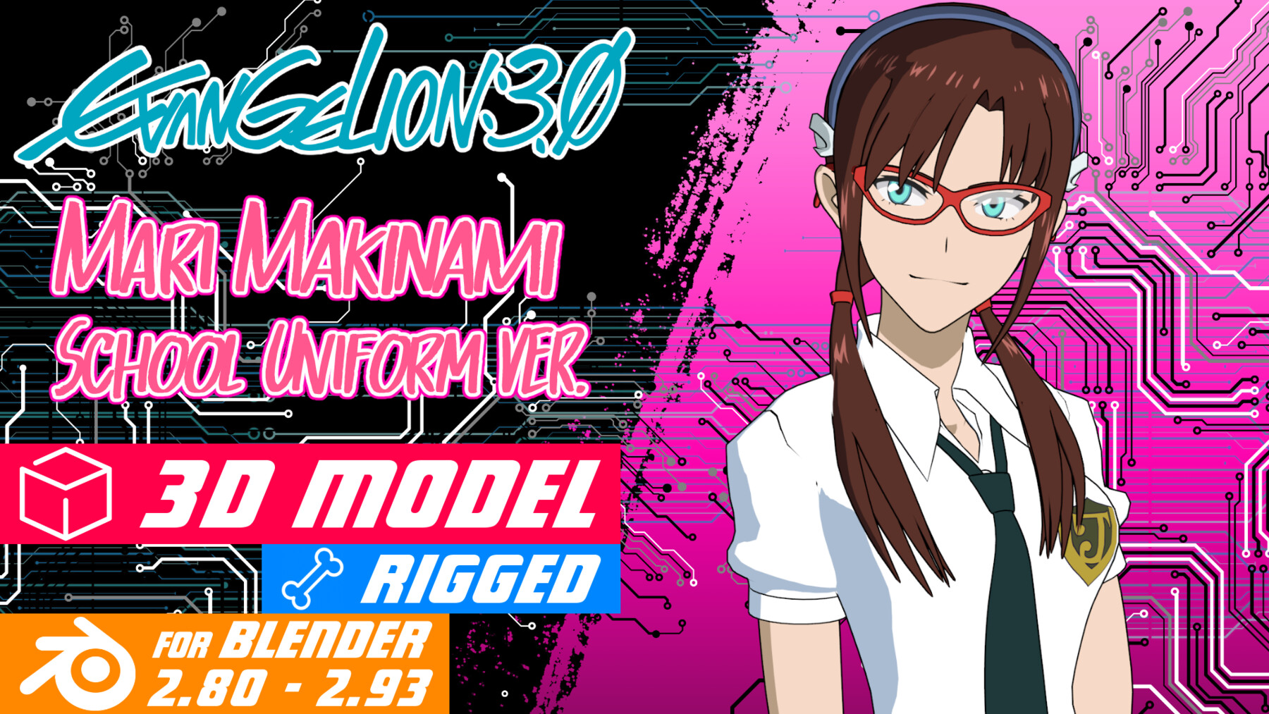 ArtStation - Mari Makinami Illustrious (School Uniform ver.) - Evangelion  Anime - 3D Model Blender | Resources