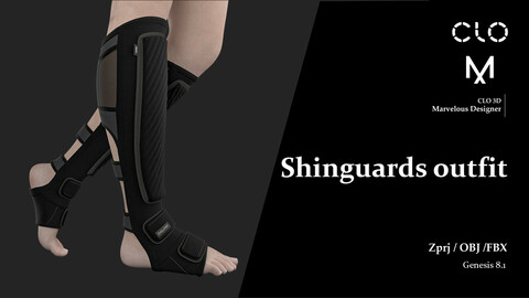 Shinguards #3   / Marvelous Designer/Clo3D project file + OBJ