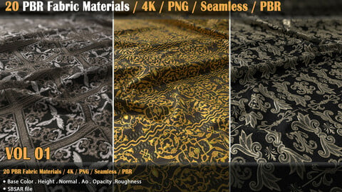 20 PBR Fabric Materials / 4K / PNG / Seamless / PBR