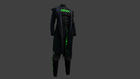 'Sleek tech-wear' Marvelous designer .Zprj file + 4k textures and substance painter .spp file.