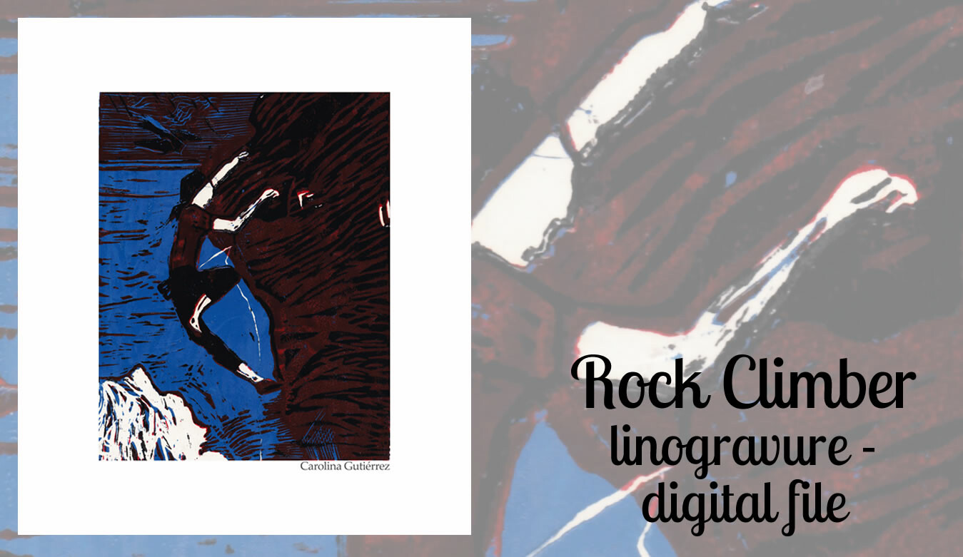 ArtStation Rock Climber linocut Artworks