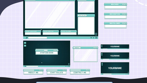 Stream Overlay Package Animated Cute Green, twitch overlay green, green stream overlay, cozy twitch overlay, twitch overlay green