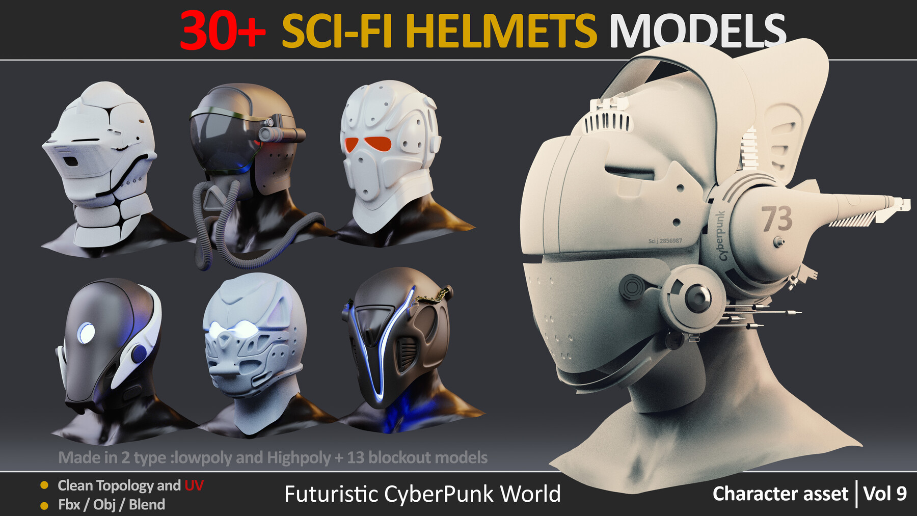 Artstation 30 Sci Fi Helmet Models With Uvs Vol 9 Game Assets