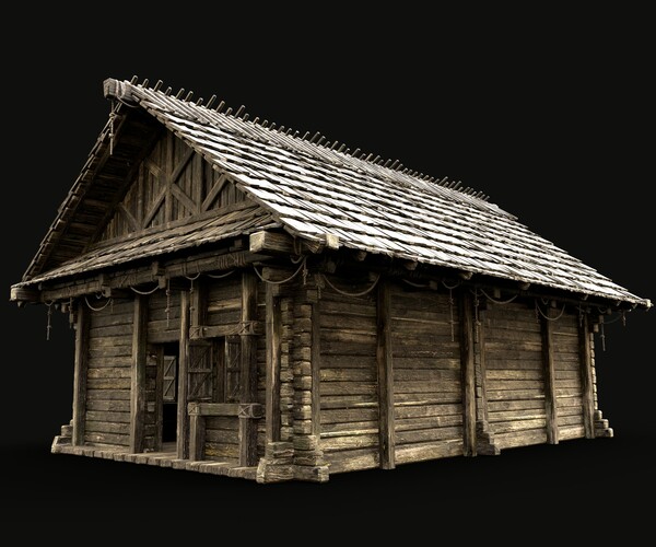 ArtStation - VILLAGE HOUSE ENTERABLE HUT COTTAGE MEDIEVAL WOODEN