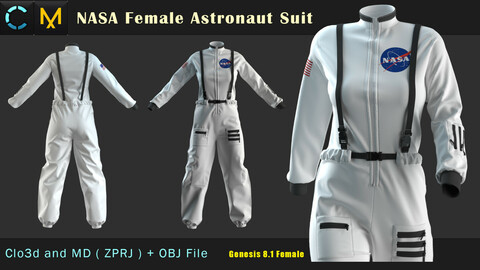 NASA Female Astronaut Suit Marvelous Designer and Clo3d File ( ZPRJ ) + OBJ