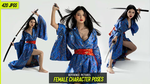 Female Character Poses (Kimono, Swordplay, Fighting)