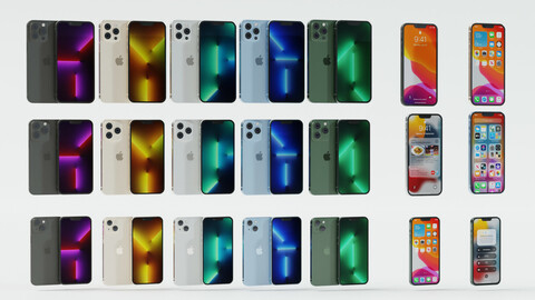 iphone 13 mobile phone All versions high-quality 3D model all colors