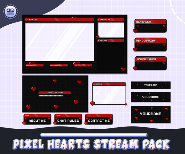 ArtStation - Stream Package Animated Black and Red, Valentines Stream ...