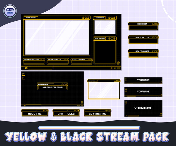 ArtStation - Animated Stream Package Overlay Yellow and Black, Stream ...