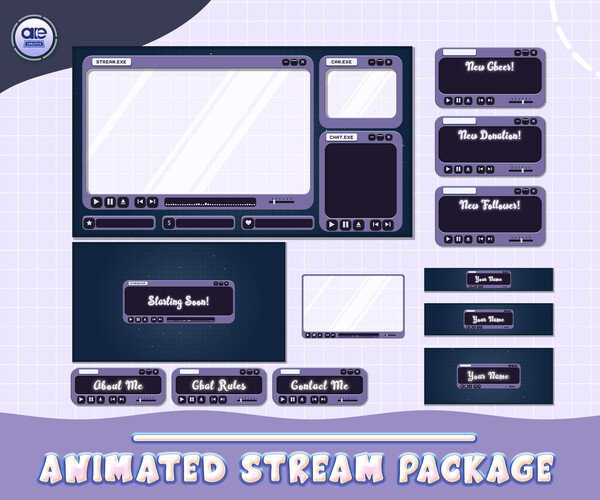 ArtStation - ANIMATED Stream Package Overlay Purple, Animated Alerts ...