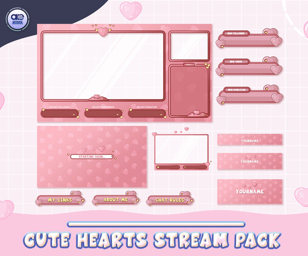 ArtStation - Animated Stream Package Overlay Pink Heart , Pink Stream ...