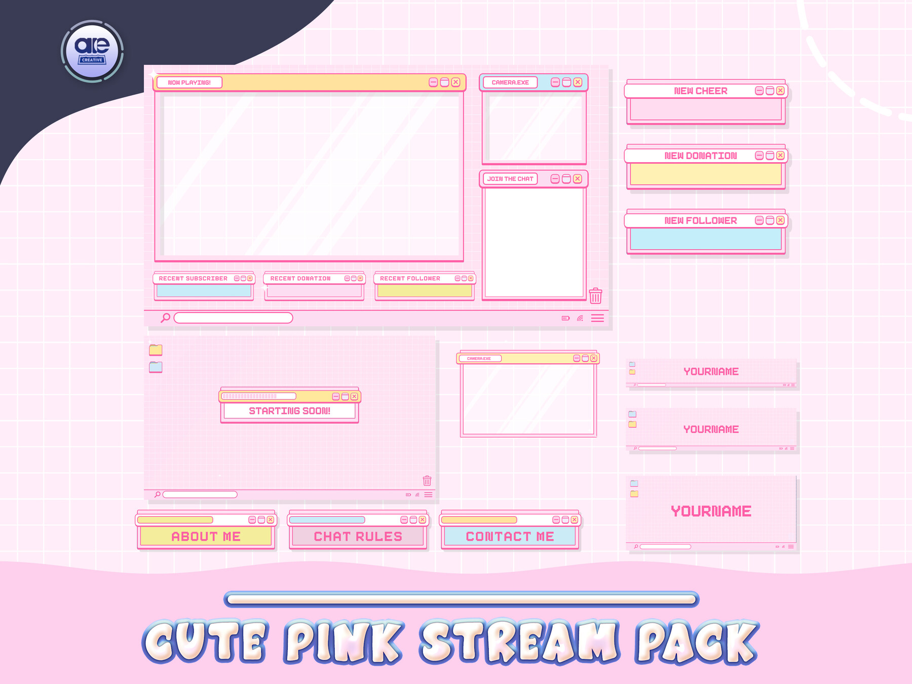 Cute Kawaii Overlay Screen - Pink