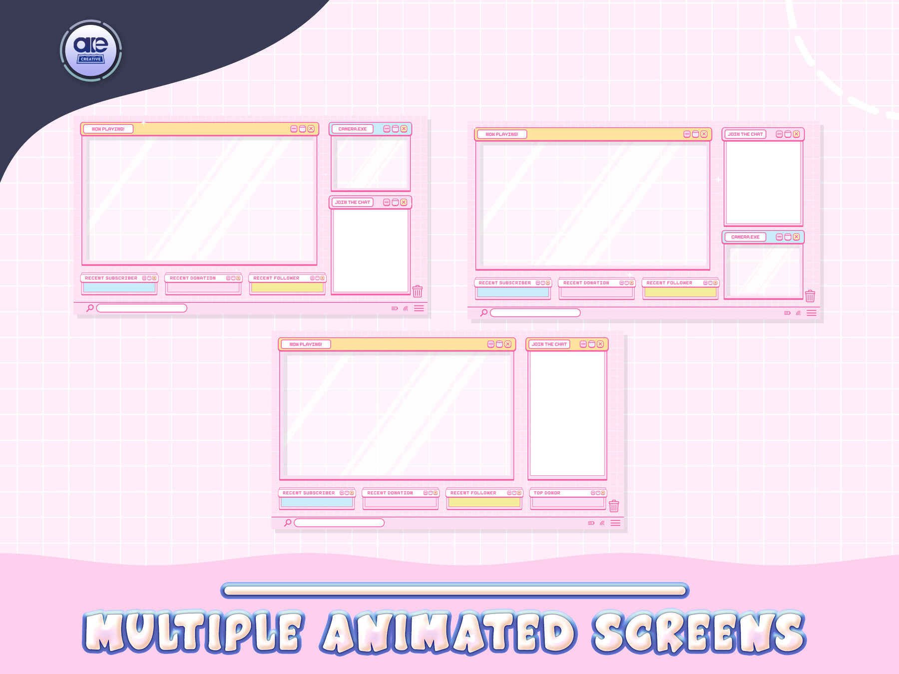 ArtStation - twitch overlay package animated - cute Pink Windows ...