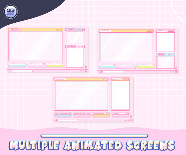 ArtStation - twitch overlay package animated - cute Pink Windows ...