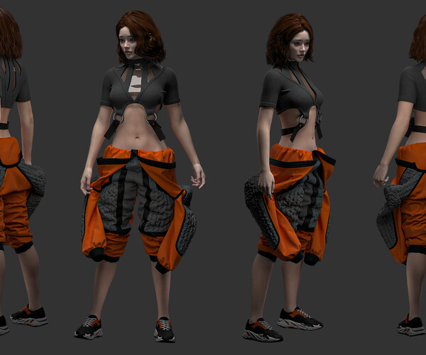 ArtStation - Female overalls outfit / Marvelous Designer/Clo3D project ...