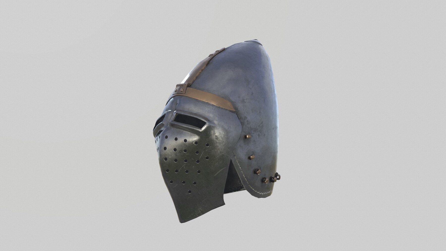 ArtStation - Medieval Bascinet04 Longface visor | Game Assets