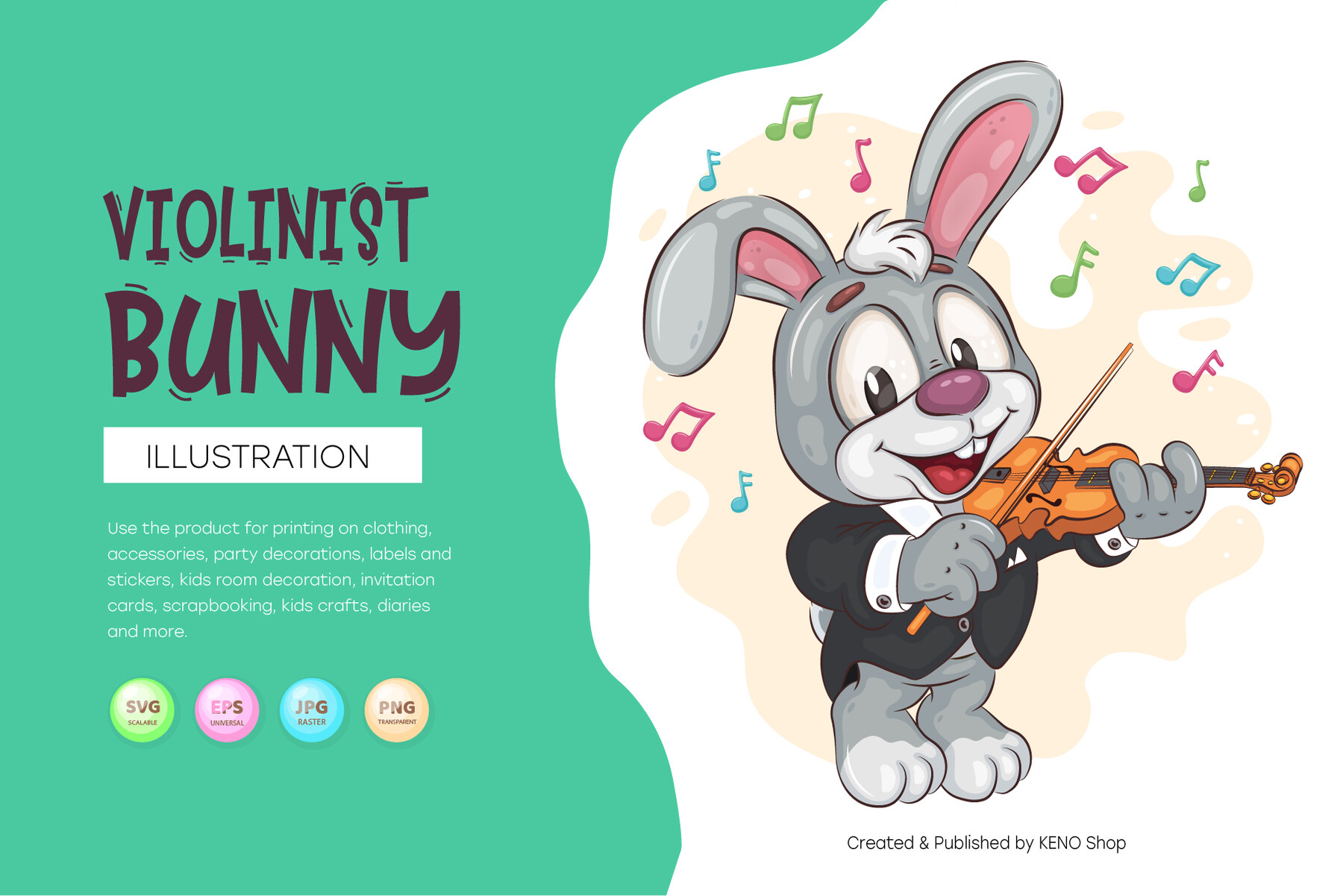 ArtStation - Cartoon Bunny Violinist. T-Shirt, PNG, SVG. | Artworks