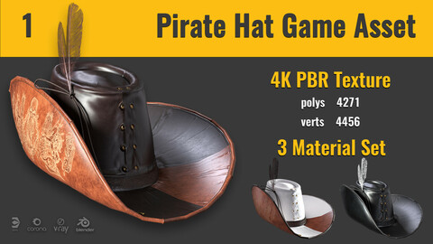 Pirate Hat 1 ( Game Asset , 3 Material Set )