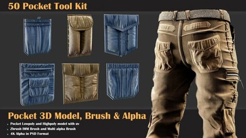 50 Pocket Tool Kit ( 3DModel, Brush, Alpha )