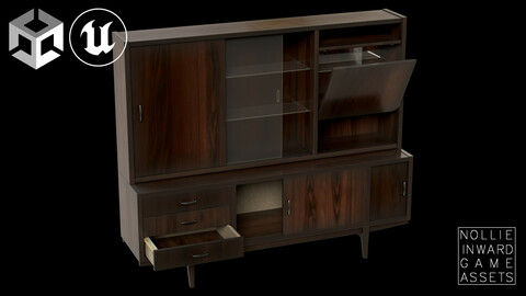 Soviet Chest of Drawers Long with Upper Section Dark