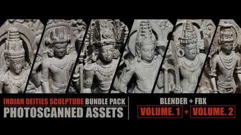 Indian Deities Sculpture Bundle Pack - Photoscanned Assets Volume. 1 + Volume. 2