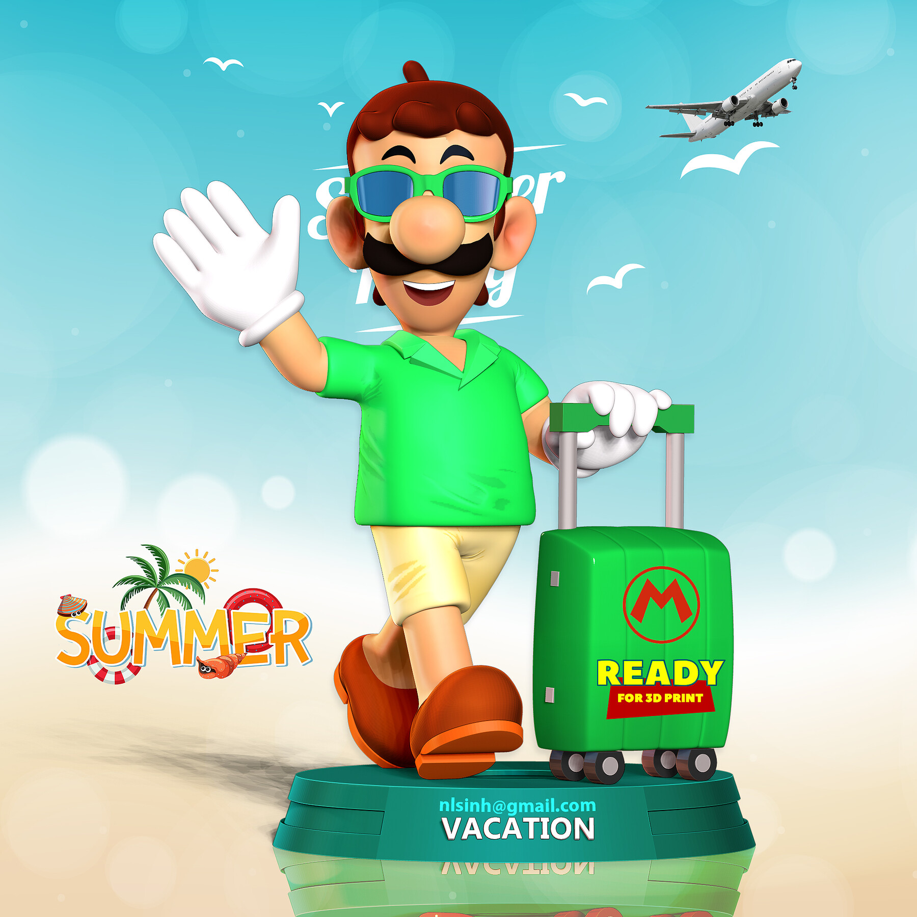 ArtStation - Luigi with summer vacation | Resources