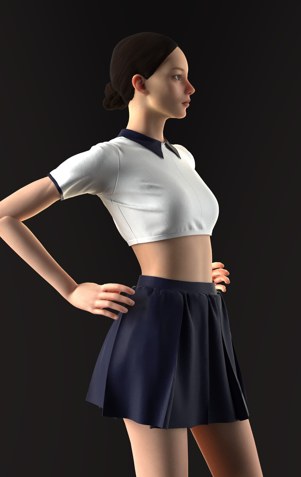 ArtStation - Female School Uniform | Sexy School Skirt & Top with ...