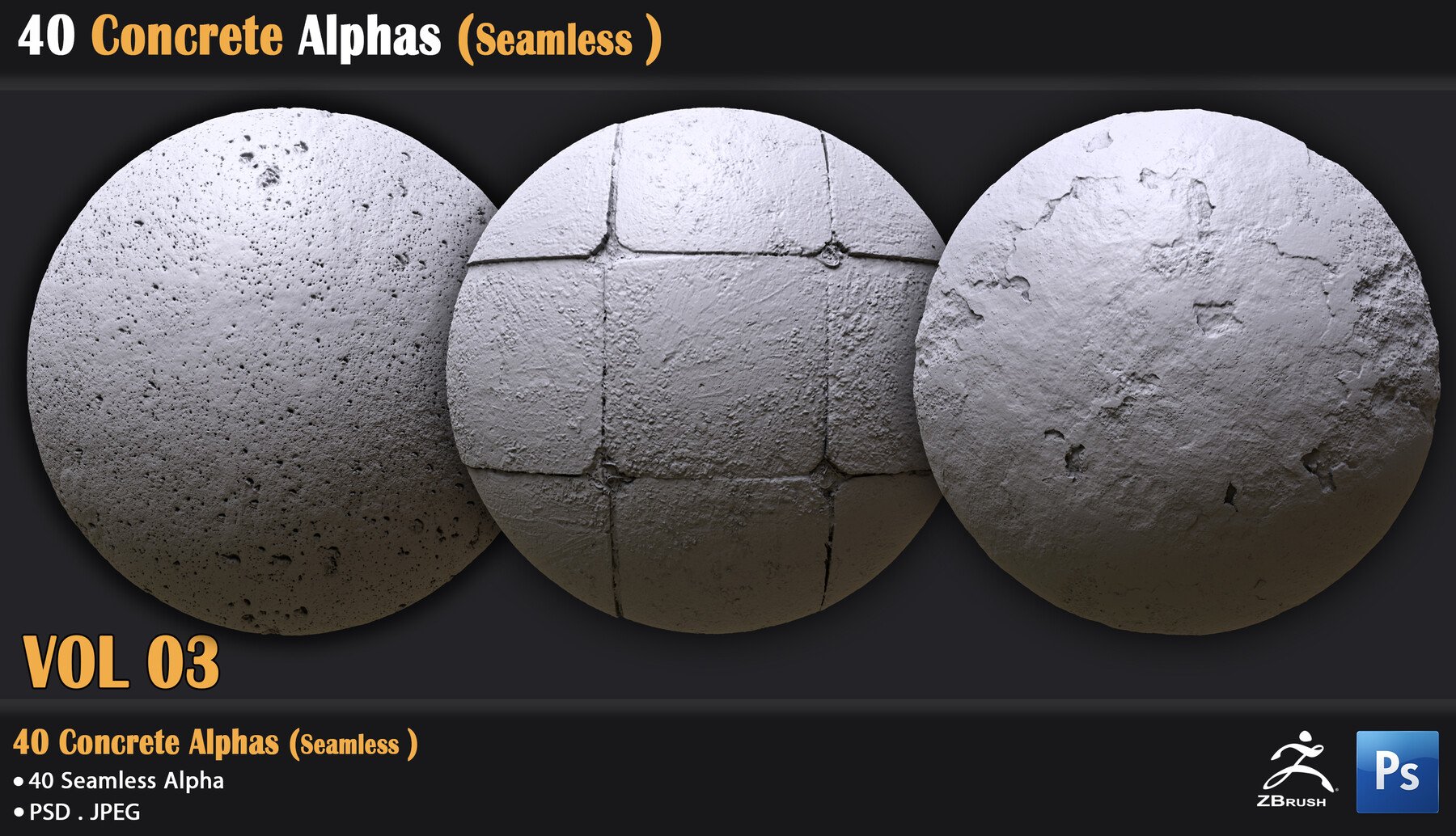 ArtStation - 40 Concrete Alphas (Seamless ) voL-03 | Brushes