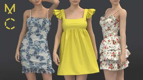 Summer Dresses/Marvelous Designer/Clo3D+OBJ
