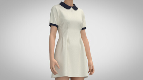 Mini A-line Dress, Marvelous Designer, Clo3D