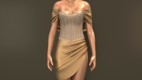 golden dress for women clo3d